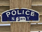 VINTAGE NYPD POLICE NEW YORK 3RD DIVISION PORCELAIN PRECINCT SIGN  10"x3.5"