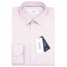 Men Eton Fine Oxford Point Single Convertible Cuff Super Slim Fit Size 40 15 3/4