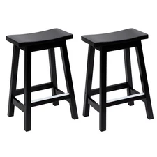 PayLessHere Bar Stools Set of 2 for Kitchen Counter Solid Wooden Saddle Stools 2