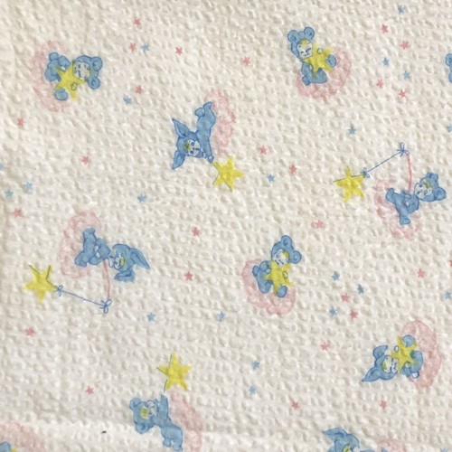 Vintage Mid Century Baumwolle Seersucker Stoff Pastell Babys Tiere Sterne 2,5 Yards
