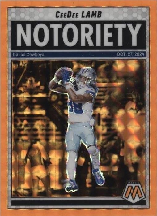 2025 Panini Mosaic - Notoriety CeeDee Lamb #8 Orange Fluorescent