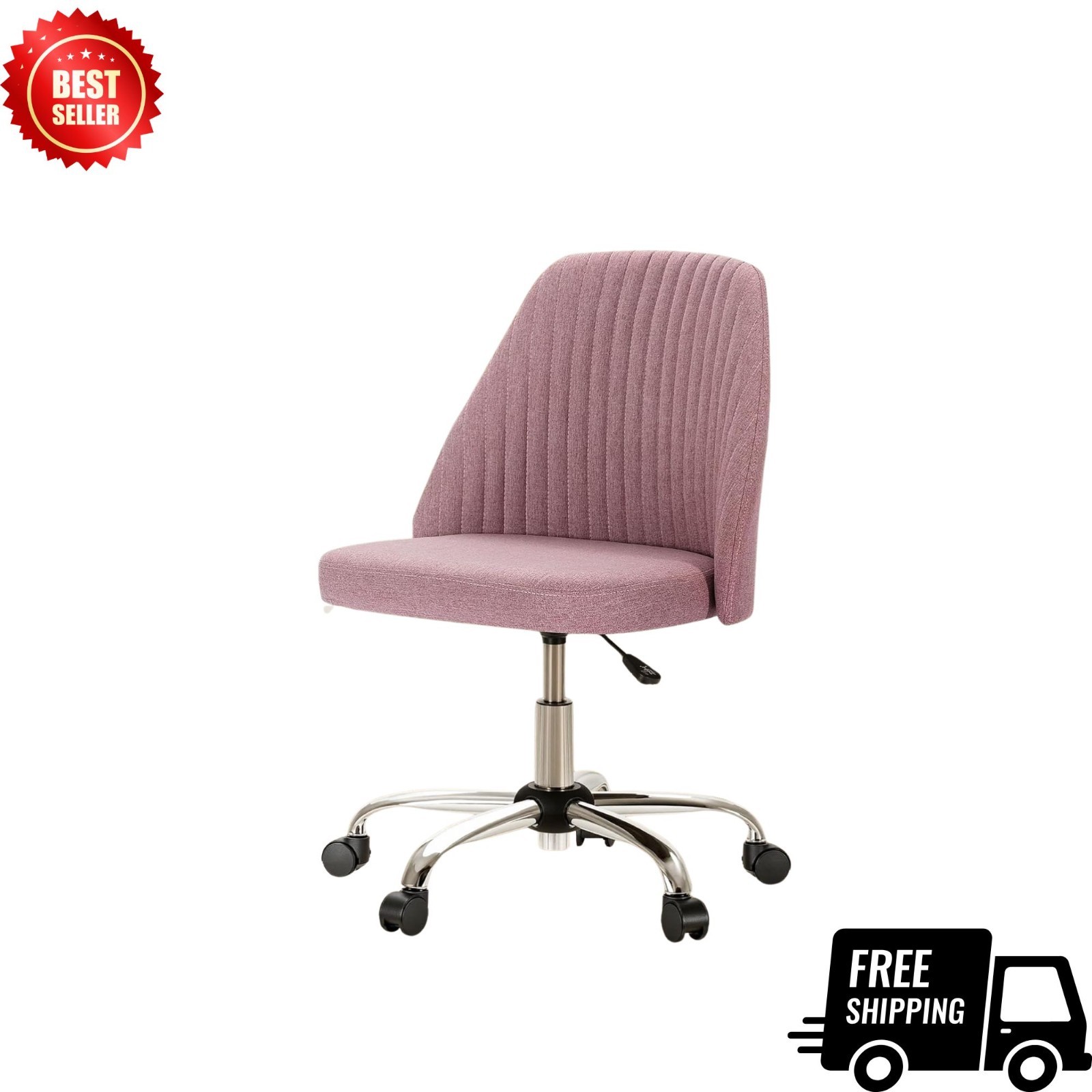 Comfy Desk Chair Rolling Swivel Armless Height Adjustable Bl