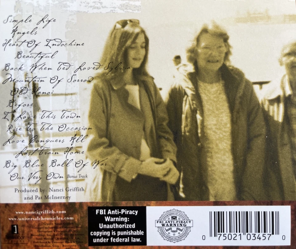NANCI GRIFFITH - Hearts In Mind CD 2005 New Door Exc Cond! - Image 2 of 2