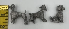 Miniature Pewter Poodle Dog  Figurine / lot of 3