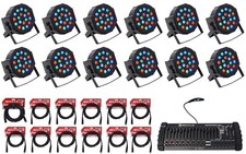 12 Rockville RockPAR50 Par Can DJ/Club Wash Lights 384 Ch DMX Controller Cables