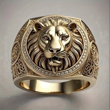 Men's Lion Head Zircon Ring &ndash; Bold Statement Jewelry