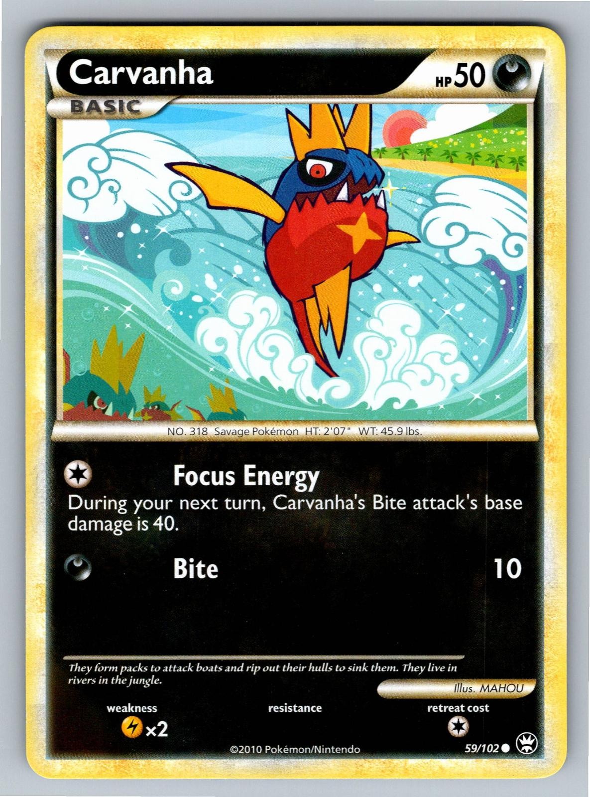 Carvanha 59/102 Common HGSS Triumphant Pokemon Lightly Played