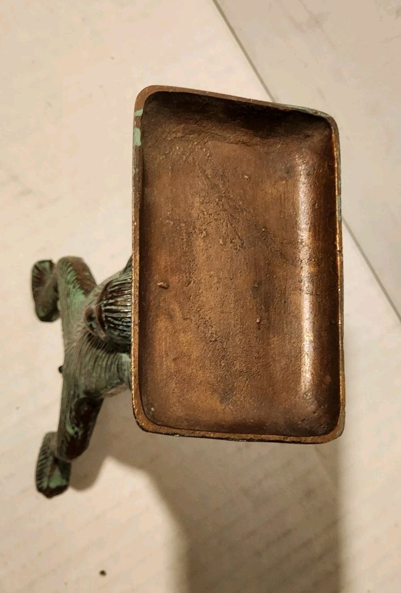 ANTIQUE BRASS MONKEY BUSINESS CARD HOLDER Petina Aged Green Card