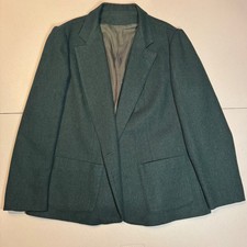 Preppy Vintage 100 Pure Wool Dark Green Blazer Jacket Academia Women's Size 38