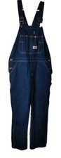 Round House Lot 966 Bib Overalls Men Size 38x32 Dark Denim Carpenter Made In USA