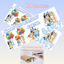 BLUEY Personalised Birthday Banners Bluey theme, Own Photo,any name any age