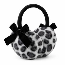 Retro Leopard Faux Fur Earmuffs Soft Fluffy Bowknot Windproof Ear Muffs Warm