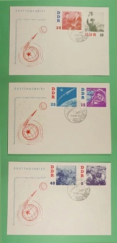 DR WHO 1961 GERMANY DDR 3 FDC SPACE COMBO R40059