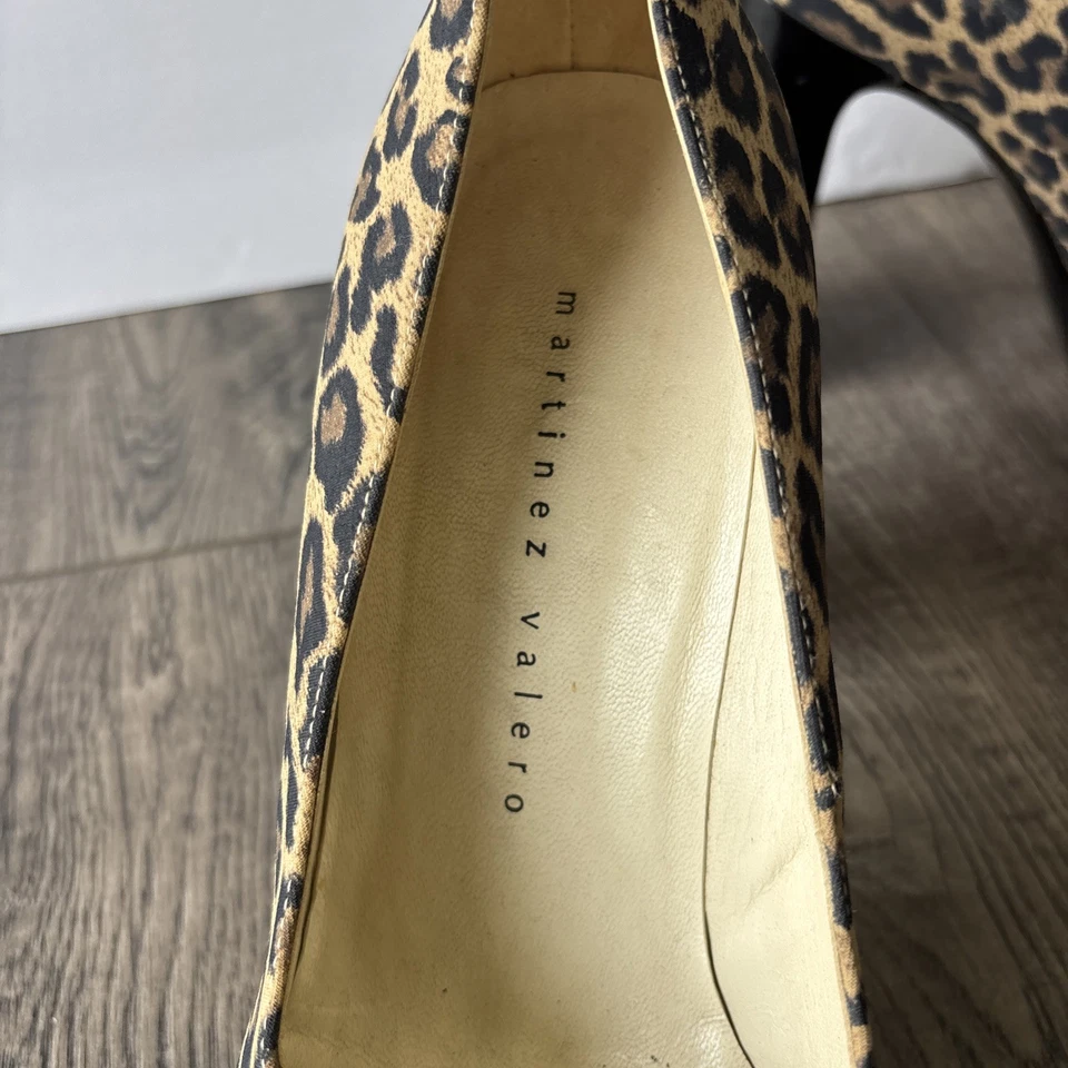MARTINEZ VALERO MARRÓN Estampado Leopardo Guepardo 4.5 In Tacón Bloque Mujer’s Talla 10 Foto 4 de 4