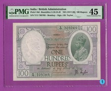 India 100 Rupees P#10d ND (1917–1930) Sign. GV Taylor Bombay PMG 45 Lt 1