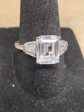 925 Emerald Cut CZ Ring Size 7