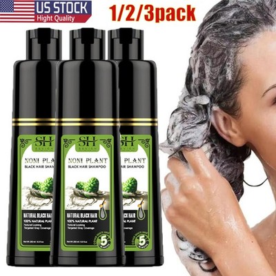 3pcs Hair Dye Shampoo Hair Dye Instant Fast Permanent Natural Coconut DYE Color
