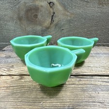 Vintage Akro Agate Playtime Child's Jadeite Green Tea Cup set of 3