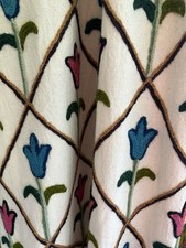 New Hand Stitched Crewel Fabric From Kashmir 10m Lattice Design 100% Cotton New