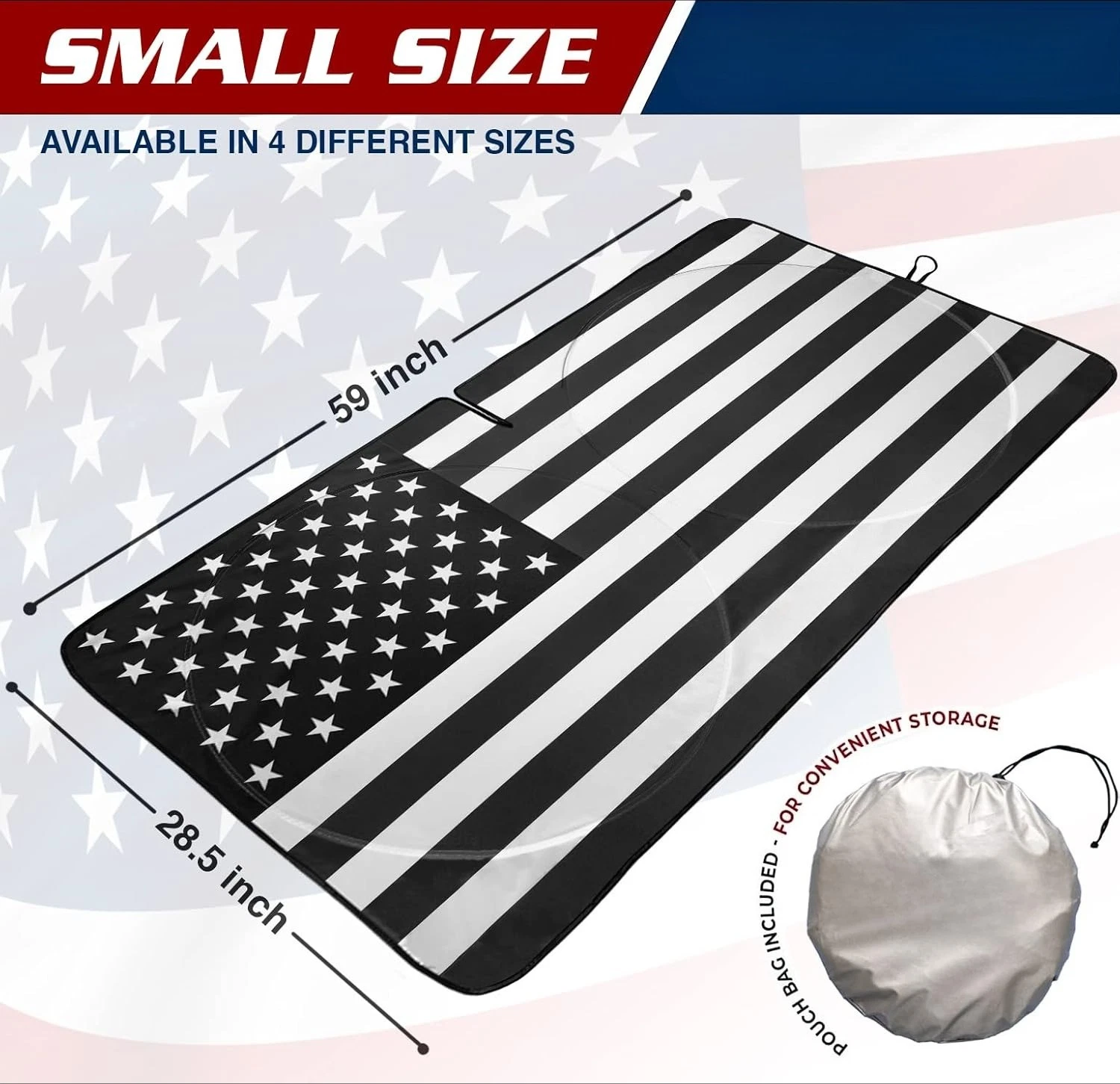 Flag Windshield Sun Shade, High-Resolution Car Sun Shield with Mirror, Cut-Out