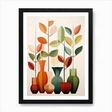 Vases With Leaves 1 Art Print Framed Wall Art Poster Canvas Print Picture