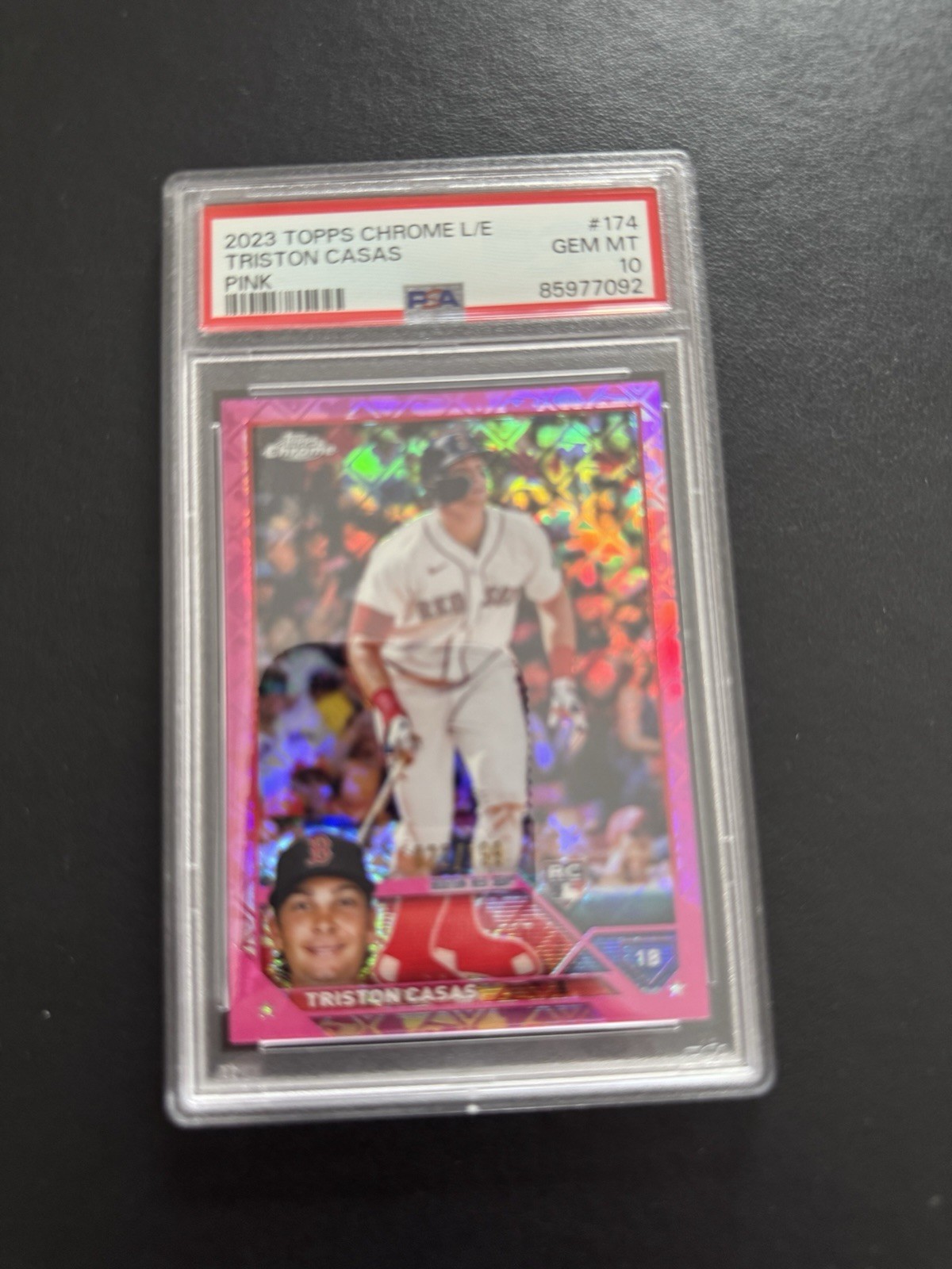 2023 Topps Chrome Logofractor Triston Casas Pink Refractor RC /199 PSA 10 Gem