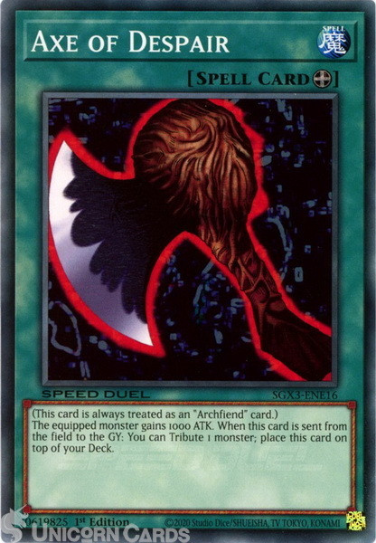 SGX3-ENE16 Axe of Despair :: Common 1st Edition Mint YuGiOh Card