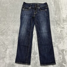 American Eagle Jeans Womens 00 Blue Artist Crop Stretch Dark Wash Denim Preppy