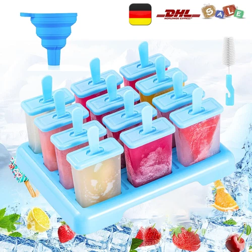 Eisform Eis am Stiel Formen Eisförmchen Wassereis Förmchen BPA-frei Falttrichter