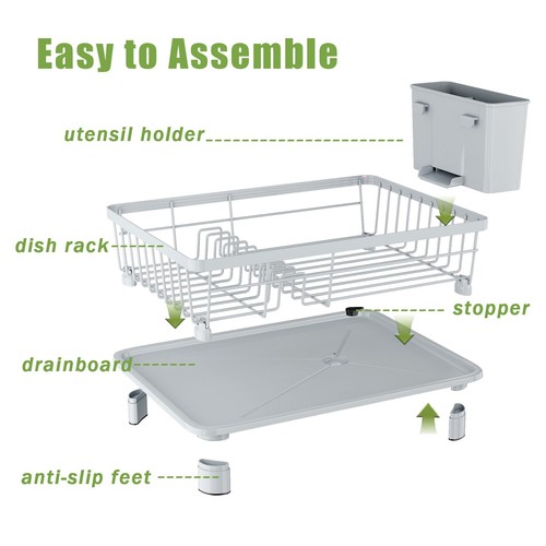 Dish Drainer Rack with Drip Tray Sink Dish Drainer with Drainage Spout Stainl... - Picture 4 of 6