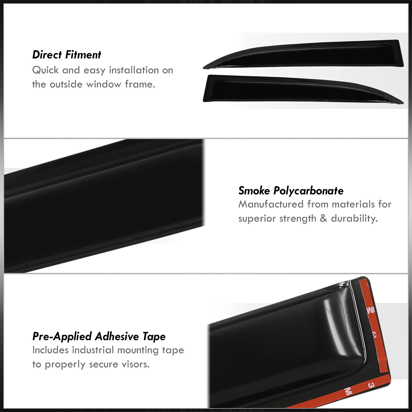 Tape On Window Visors Vent Sun Rain Deflectors For 1997-2001 Toyota Camry XV20