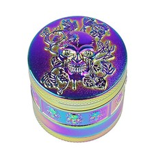 Flower Skull Metal Herb Grinder 50mm 4 Part Shark Teeth Tobacco Herb Crusher