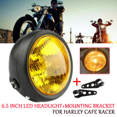 Retro-Motorrad LED Scheinwerfer+Grill Side Mount Cover+Halterung Cafe Racer 6.5" Retro-Motorrad LED Scheinwerfer+Grill Side Mount Cover+Halterung Cafe Racer 6.5"