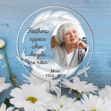 Personalised Photo Bereavement Memorial Grave Garden Angel Heaven Plaque Acrylic