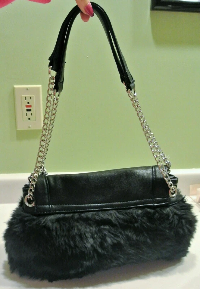 Jennifer Lopez Monedero Bolso sin asas Bolso de Mano Negro Piel y Cuero JLO NUEVO CON ETIQUETAS Nuevo Foto 2 de 4