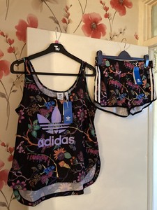 adidas top and shorts set womens