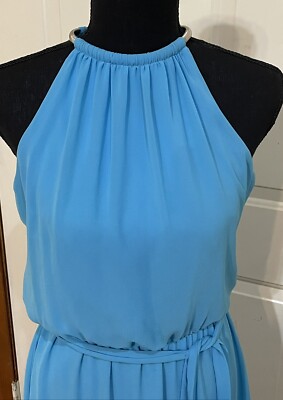 Jessica Simpson Blue Halter High Low Waist Tie Dress Asymetrical Hem Size 2  | eBay