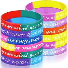 32 Pieces Inspirational Rubber Bracelets Motivational Quote Silicone Wristbands