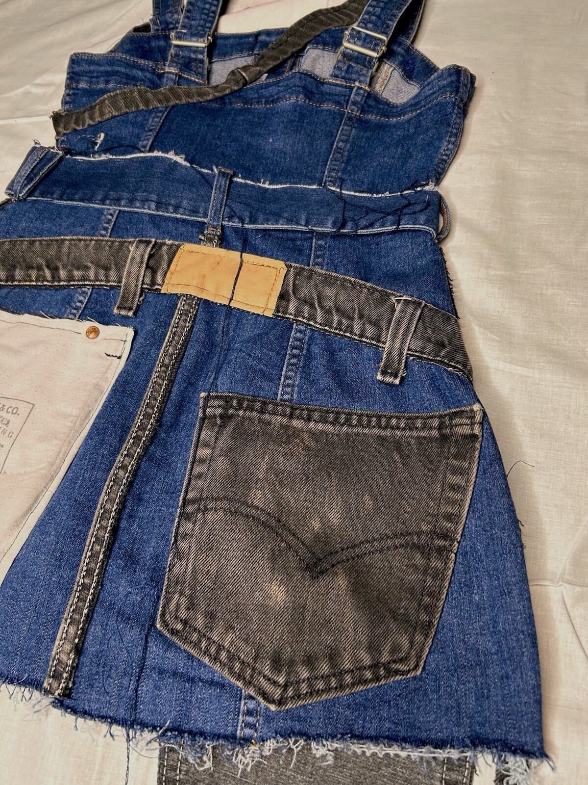 LEVI’s Vtg Mini Patchwork Denim Combat Classic Fi… - image 7