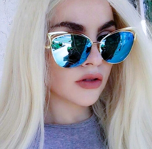 Noblag Melbin Gold Blue Lenses Women\'s Cat-Eye Sunglasses Frame Metal A17 Women main image 3