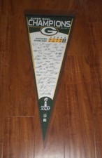 GREEN BAY PACKERS SUPER BOWL XLV CHAMPIONS PENNANT SCORE & FACSIMILE SIGNATURES