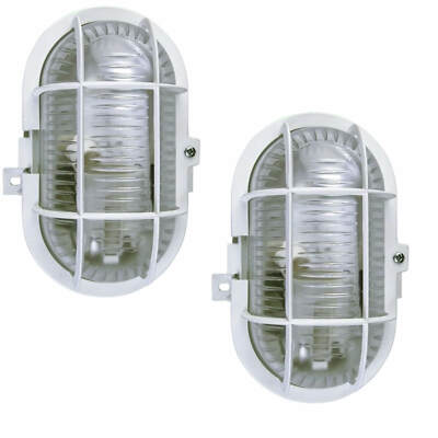 2x Ovalleuchte EEK A++ IP44 Weiß Wandleuchte Deckenleuchte Kellerlampe
