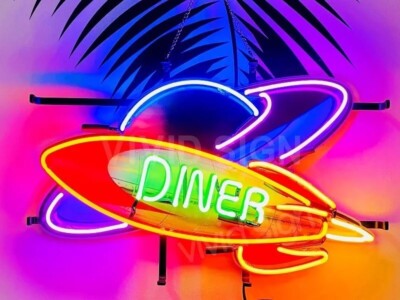 Rocket Diner 20''x16'' Neon Sign Lamp Light Food Wall With HD Vivid Printing AL