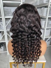 Long Deep wave 22" Black Human Hair Wigs Lace Front Wig Human hair Glueless Wigs
