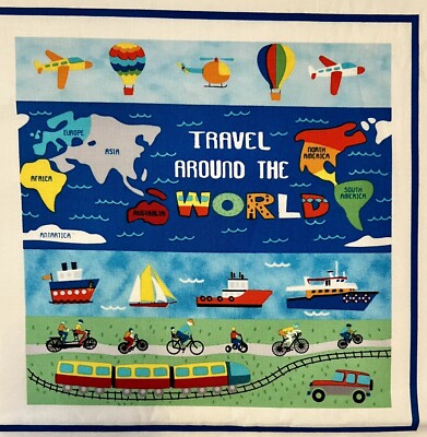 Cut & Sew Cloth Storybook TRAVEL AROUND THE WORLD Fabric Panel 2016 ~ 10 Pages
