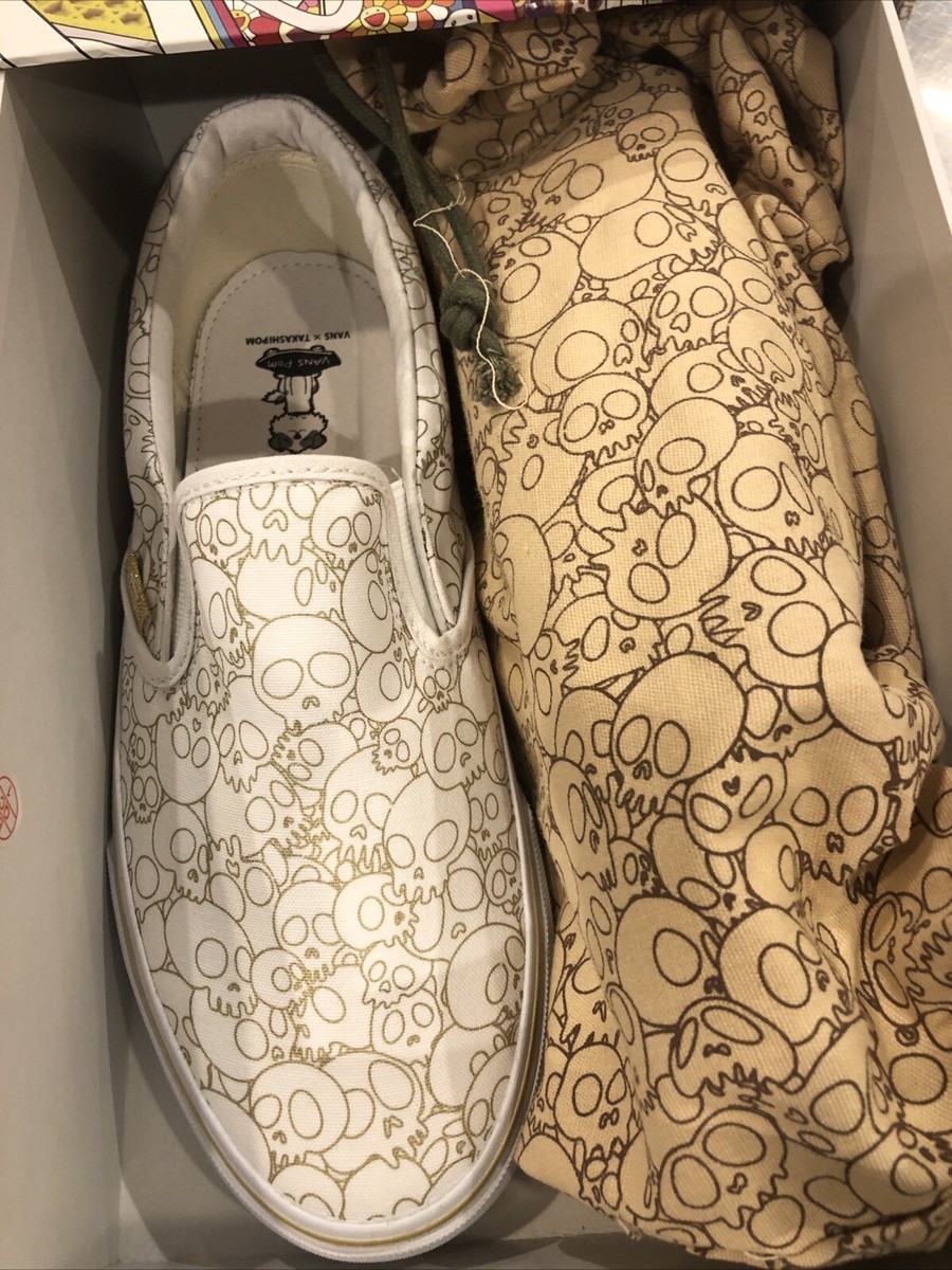 Vans LX Slip On Takashi Murakami Gold Line Skull White size 