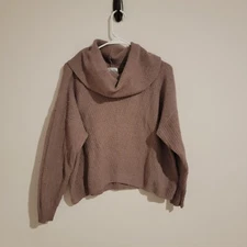 Olive + Oak Womens Cowl Neck Sweater Size Medium M Tan Oversized 
