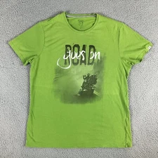 Spykar T-Shirt Mens Large Green Short Sleeve Crew Neck Road Goes On Pullover