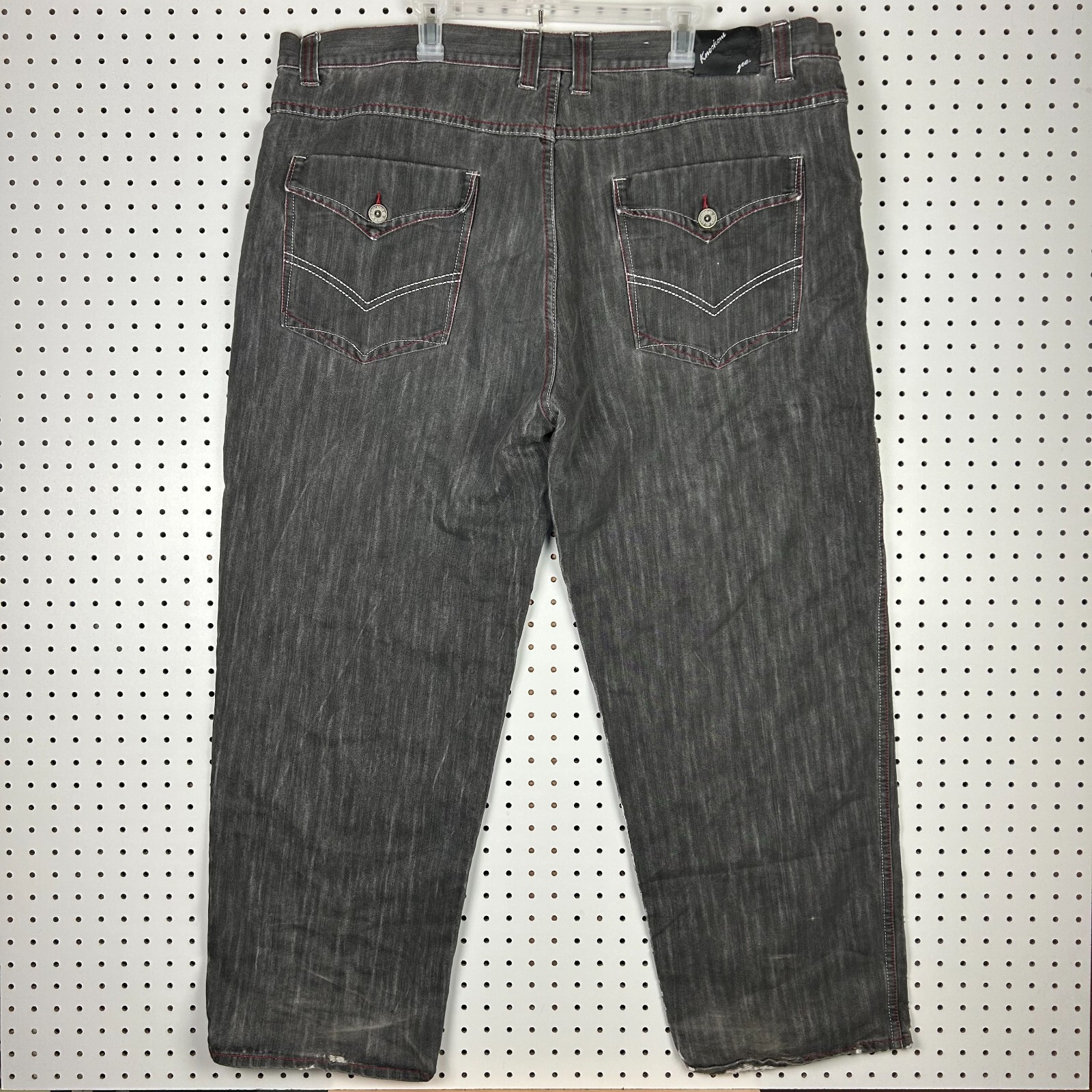 Knockout Black Goth Y2K Baggy Jeans 48x32 Streetwear Skate Southpole STYLE Red