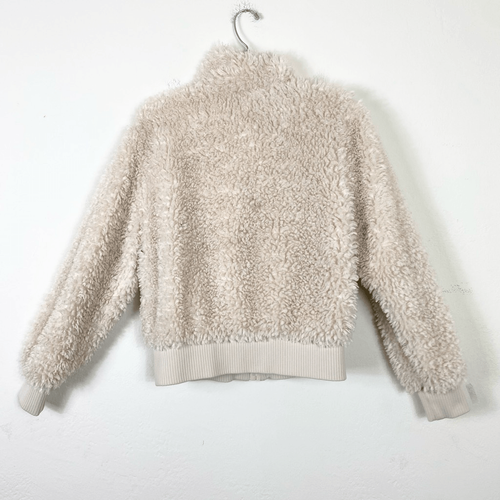 Chaqueta Bomber Zara TRF Marfil Crema Imitación Piel Recortada Cremallera Sherpa Peluche Talla S - Imagen 2 de 7
